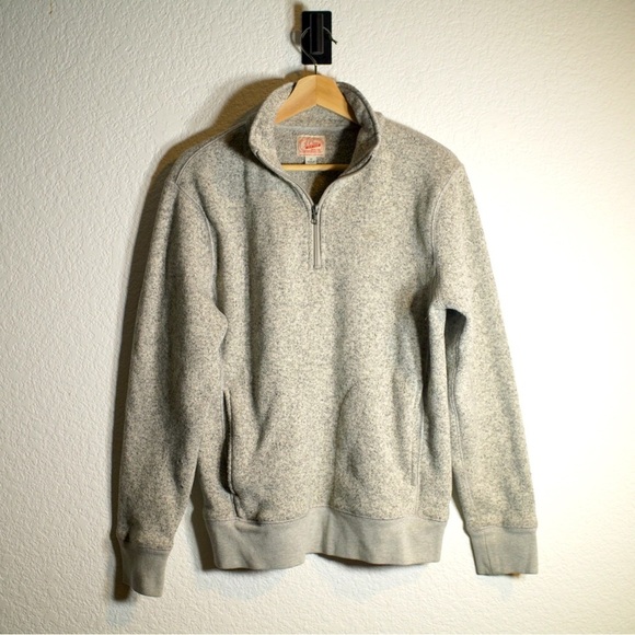 J. Crew Fleece Sweater Quarter Zip Grey Sweatshirt Sportsman Pull Over Sz Medium - Picture 1 of 8